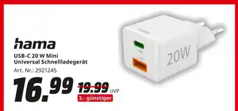 MediaMarkt Hama usb-c 20 w mini universal schnellladegerät Angebot