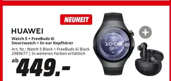 MediaMarkt Huawei watch 5 + freebuds 6i smartwatch + in-ear kopfhörer Angebot