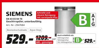 MediaMarkt Siemens sn 43 es 04 te geschirrspüler Angebot