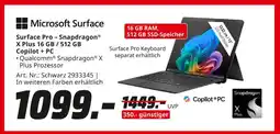 MediaMarkt Microsoft surface surface pro – snapdragon x plus 16 gb / 512 gb copilot + pc Angebot