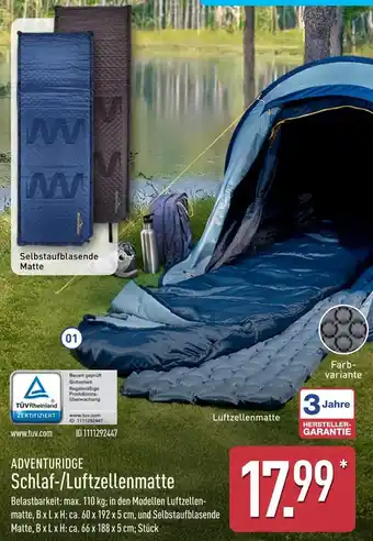 Aldi Nord Adventuridge schlaf-/luftzellenmatte Angebot