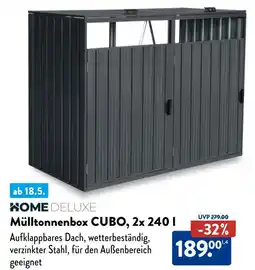 Aldi Nord Home deluxe mülltonnenbox cubo, 2x 240 l Angebot