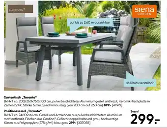 Hellweg Siena garden gartentisch „taranto“ oder positionssessel „taranto“ Angebot