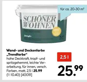 Hellweg Schöner wohnen wand- und deckenfarbe „trendfarbe“ Angebot