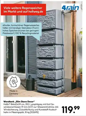 Hellweg 4rain wandtank „slim stone decor“ Angebot