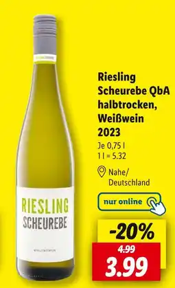 Lidl Riesling scheurebe riesling scheurebe qba halbtrocken, weißwein 2023 Angebot