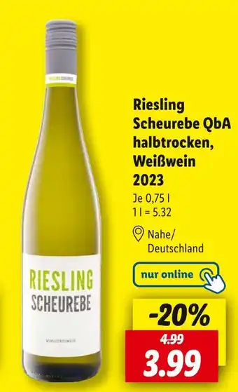 Lidl Riesling scheurebe riesling scheurebe qba halbtrocken, weißwein 2023 Angebot