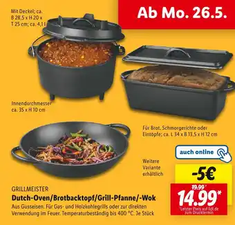 Lidl Grillmeister dutch-oven/brotbacktopf/grill-pfanne/-wok Angebot