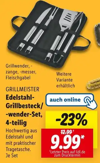 Lidl Grillmeister edelstahl-grillbesteck/-wender-set, 4-teilig Angebot