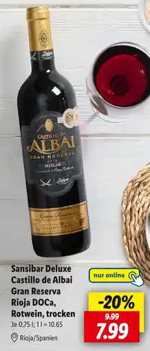Lidl Castillo de albai sansibar deluxe castillo de albai gran reserva rioja doca, rotwein, trocken Angebot
