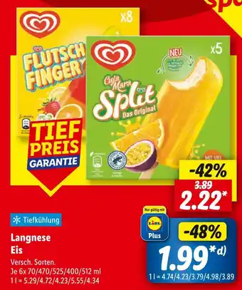 Lidl Langnese flutsch finger oder cuja mara split Angebot