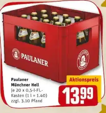 REWE PETZ Paulaner Münchner Hell 20 x 0,5l Angebot