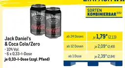 METRO Jack daniel‘s jack daniel‘s & coca cola/zero Angebot