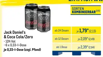 METRO Jack daniel‘s jack daniel‘s & coca cola/zero Angebot