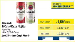 METRO Bacardi bacardi & cola/razz mojito Angebot