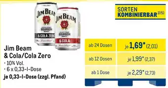 METRO Jim beam & cola/cola zero Angebot