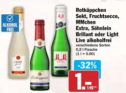 Hit Rotkäppchen Sekt, Fruchtsecco, MMchen Extra, Söhnlein Brillant oder Light Live alkoholfrei Angebot