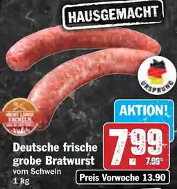 Hit Deutsche frische grobe Bratwurst Angebot