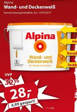 Sonderpreis Baumarkt Alpina Wand- und Deckenweiß Angebot