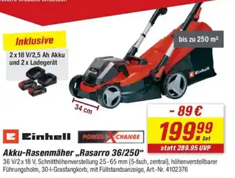 toom Baumarkt Einhell Akku-Rasenmäher,,Rasarro 36/250" Angebot