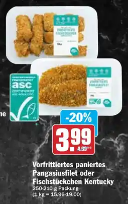 Hit Vorfrittiertes paniertes Pangasiusfilet oder Fischstückchen Kentucky Angebot