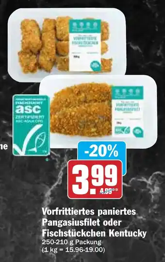 Hit Vorfrittiertes paniertes Pangasiusfilet oder Fischstückchen Kentucky Angebot
