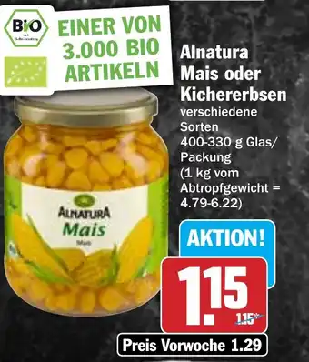 Hit Alnatura Mais oder Kichererbsen Angebot
