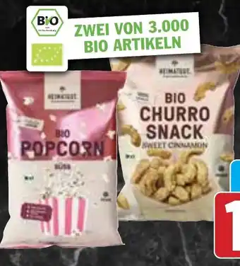 Hit Heimatgut Bio Popcorn oder Churro Snack Angebot