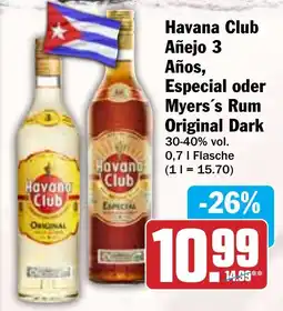 Hit Havana Club Añejo 3 Años, Especial oder Myers's Rum Original Dark Angebot
