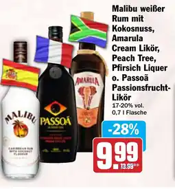 Hit Malibu weißer Rum mit Kokosnuss, Amarula Cream Likör Angebot