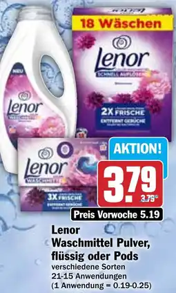Hit Lenor Waschmittel Pulver, flüssig oder Pods Angebot