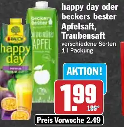 Hit happy day oder beckers bester Apfelsaft, Traubensaft Angebot