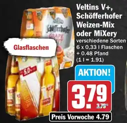 Hit Veltins V+, Schöfferhofer Weizen-Mix oder Mixery Angebot
