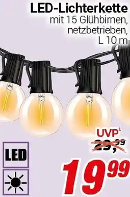 CENTERSHOP LED-Lichterkette mit 15 Glühbirnen, netzbetrieben, L 10 m Angebot