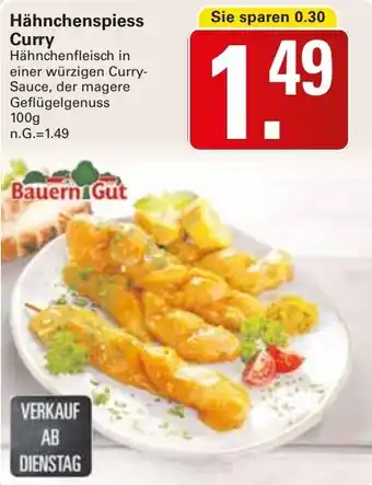 WEZ Bauern Gut Hähnchenspiess Curry Angebot