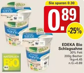 WEZ EDEKA Bio Schlagsahne Angebot