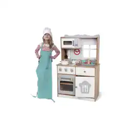Netto Marken-Discount Moni Kinderküche 7253 aus Holz 93,5 cm Spülbecken, Herd, Mikrowelle, Uhr, 14-tlg braun Angebot