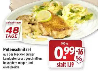 Wasgau Putenschnitzel  100g Angebot