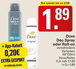 WEZ Dove Deo Spray oder Roll-on Angebot