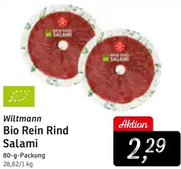 KONSUM Wiltmann Bio Rein Rind Salami Angebot