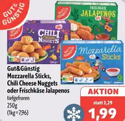 Aktiv Irma Gut&Günstig Mozzarella Sticks, Chili Cheese Nuggets oder Frischkäse Jalapenos Angebot