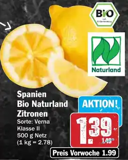 AEZ Spanien Bio Naturland Zitronen Angebot