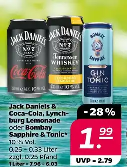 NETTO Jack daniels jack daniels & coca-cola, lynchburg lemonade oder bombay sapphire & tonic Angebot