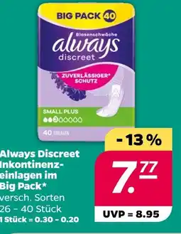NETTO Always discreet inkontinenz-einlagen im big pack Angebot