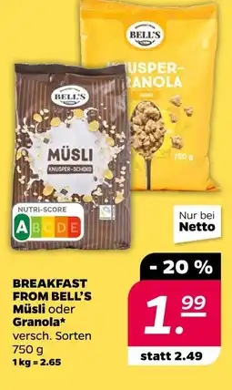 NETTO Breakfast from bell’s müsli oder granola Angebot