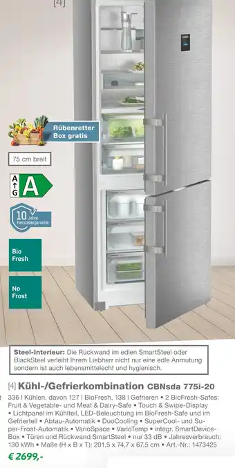 EP Liebherr kühl-/gefrierkombination cbnsda 775i-20 Angebot