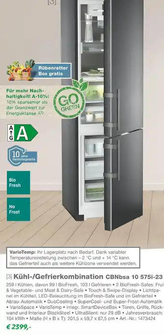 EP Liebherr kühl-/gefrierkombination cbnbsa 10 575i-23 Angebot