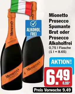 AEZ Mionetto Prosecco Spumante Brut oder Prosecco Alkoholfrei Angebot