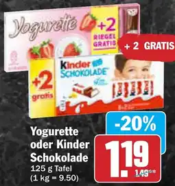 AEZ Yogurette oder Kinder Schokolade Angebot