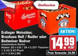 AEZ Erdinger Weissbier, Brauhaus Hell / Radler oder Budweiser Budvar Angebot
